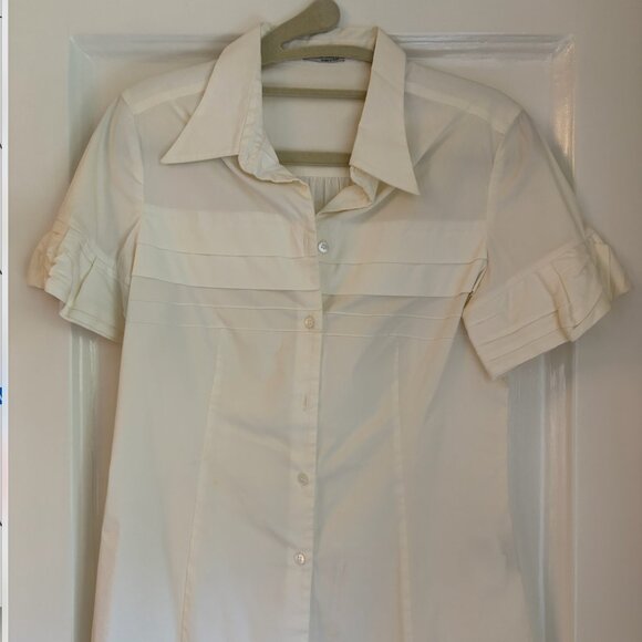 Miu Miu Vintage 2007 Ruffle Sleeve Short Sleeve Button Down Shirt Size 40 - Picture 1 of 5